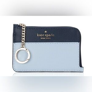 Kate Spade L-zip key ring Card Holder ( blue & navy ) NWOT